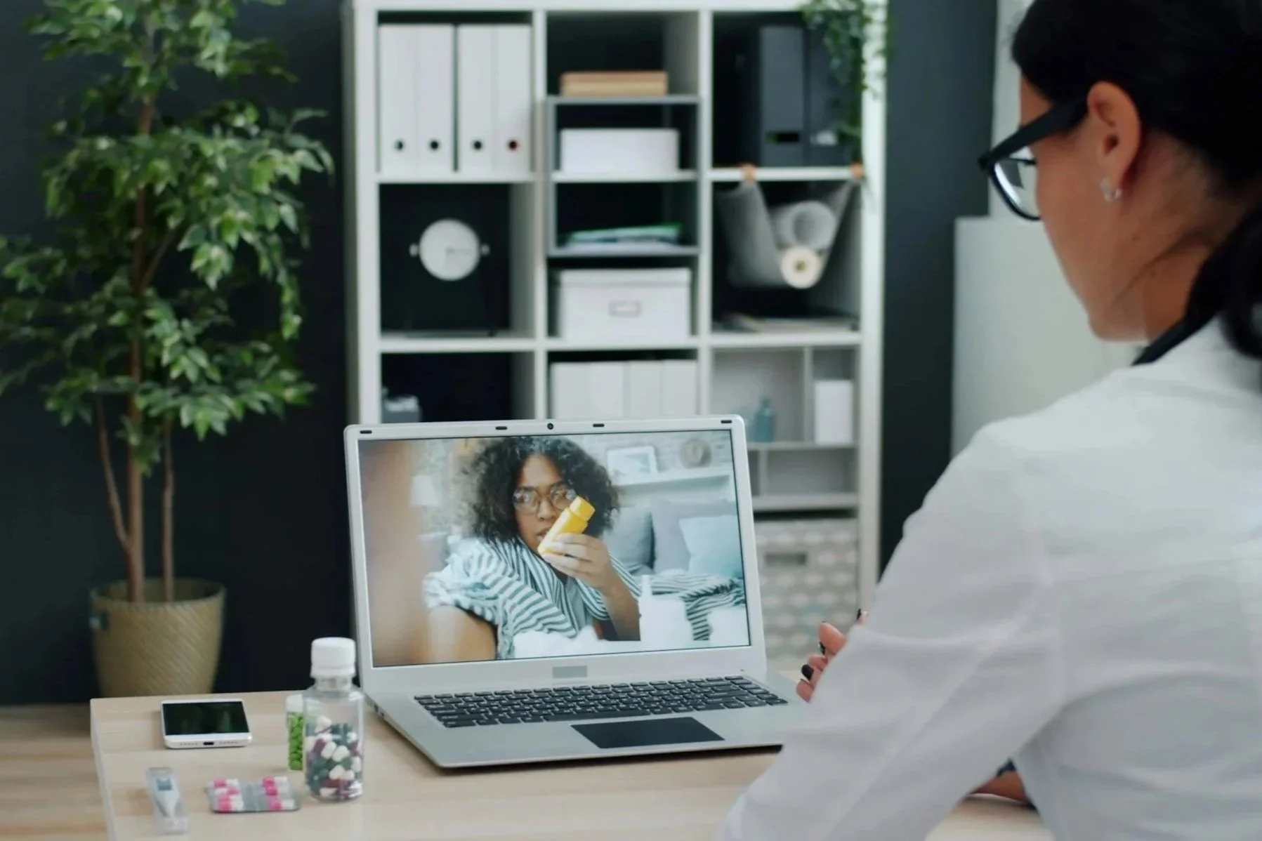 Provider meeting with a patient by video
